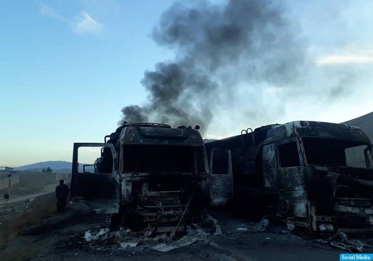 طالبان شش تانکر تیل را در بغلان به آتش کشیدند